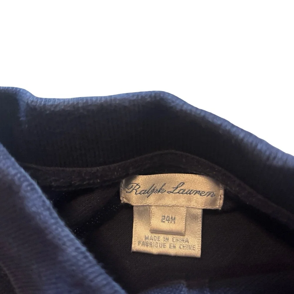 Ralph Lauren Kids Navy Blue Long Sleeve Polo Shirt Red Pony Logo 24M